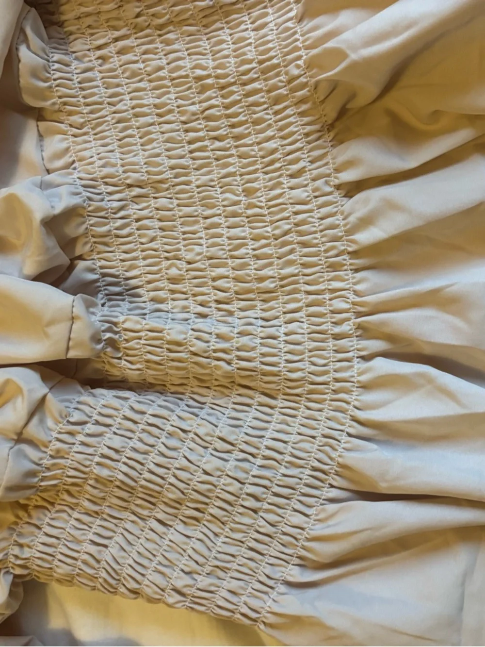 Smocked Off-Shoulder Blouse in Pale Beige - Picture 3 of 4